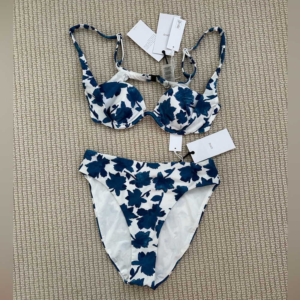 ONIA blue and white floral bikini NWT